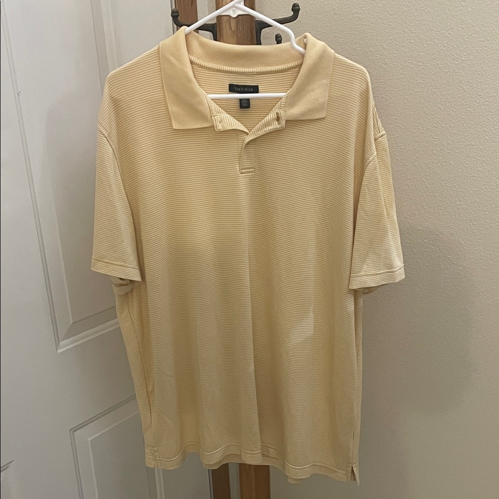 Van Heusen Yellow and White Striped Polo Shirt